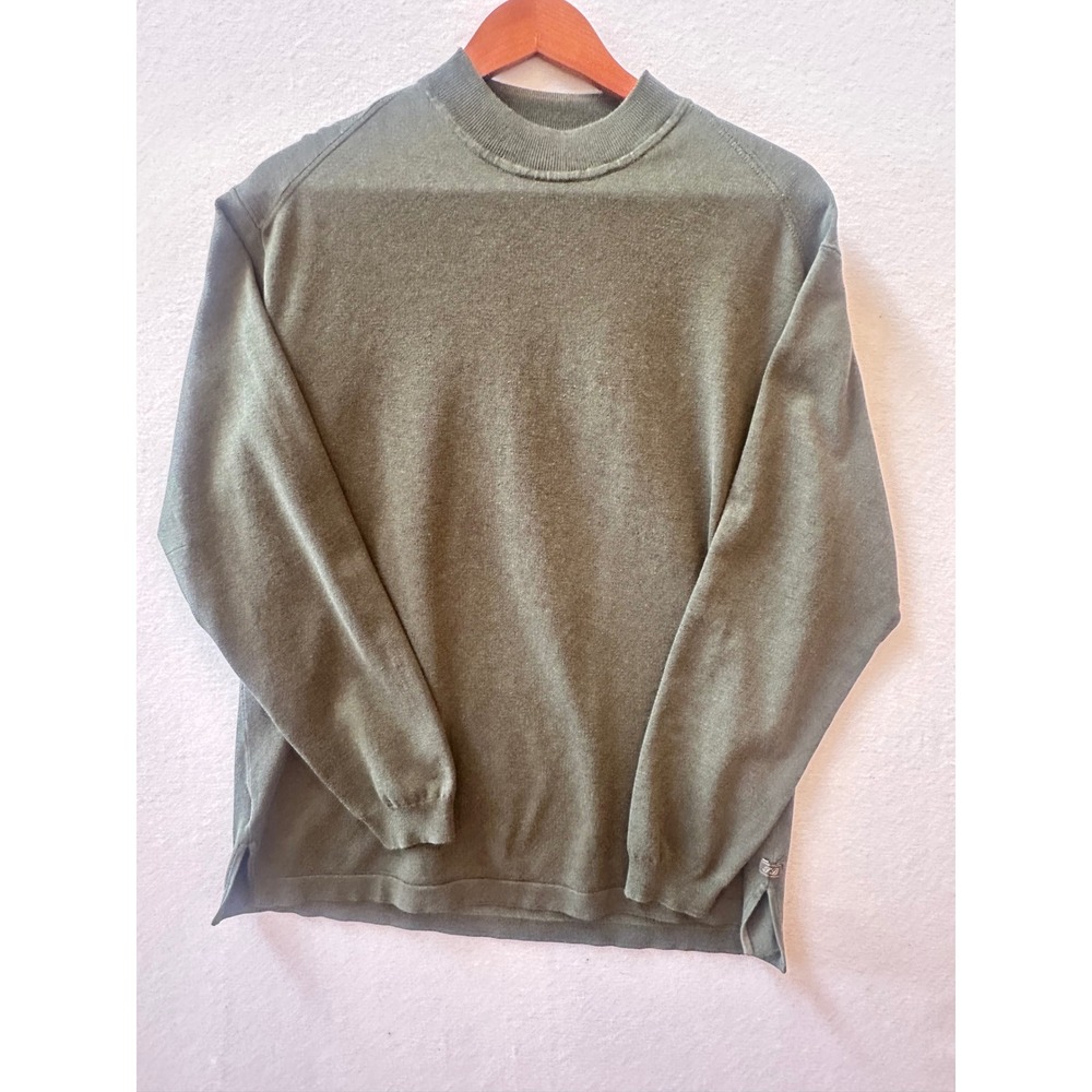 Tommy Bahama Mens Olive Green Silk Blend Mock Neck Raglan Sweater Medium